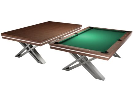 Pool Table / Dining Table, Pierce, 8 ft., Walnut, Club Cloth yellow green