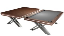 Pool Table / Dining Table, Pierce, 8 ft., Walnut, Club Cloth grey