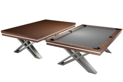 Pool Table / Dining Table, Pierce, 8 ft., Walnut, Club Cloth grey