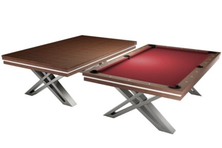 Pool Table / Dining Table, Pierce, 8 ft., Walnut, Simonis 760 red
