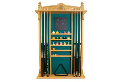 Billiard Cue Rack Wall Rack for 6 Cues, oak, Balls