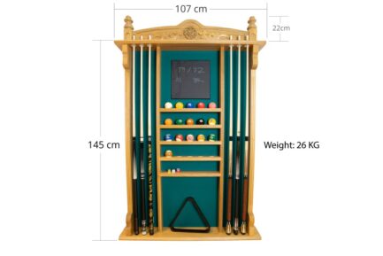 Billiard Cue Rack Wall Rack for 6 Cues, oak, Balls - Image 2