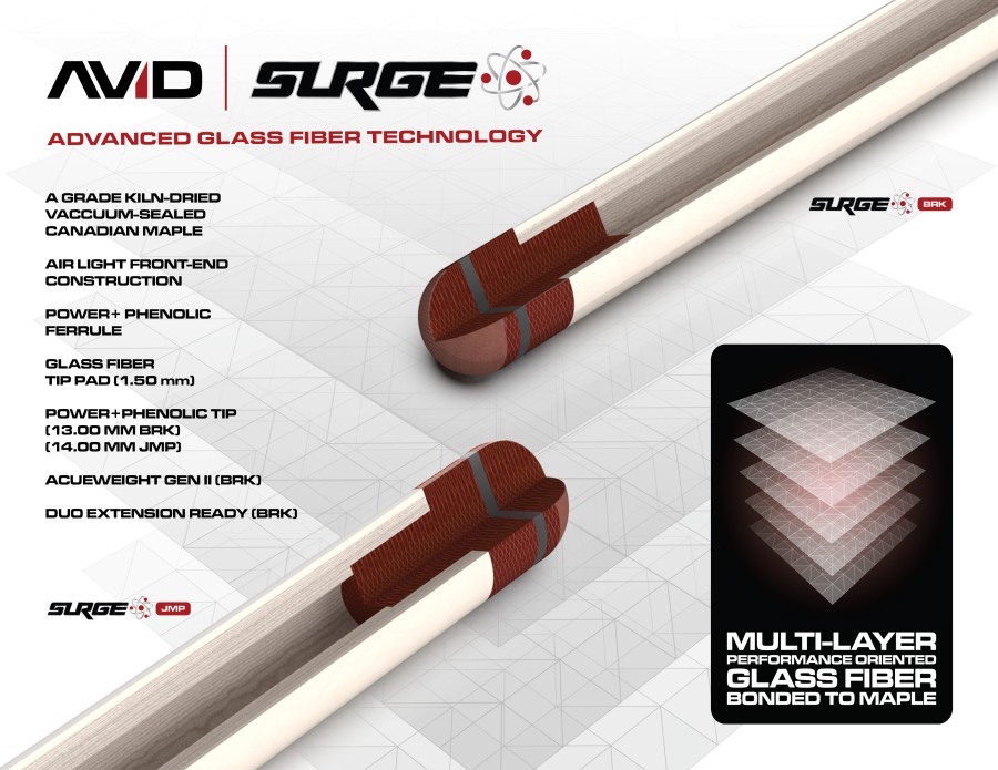 Billiard Cue, Pool, Cuetec Avid Surge Jump, gold, 3/8x14 - Imagem 9
