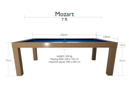 Pool Table / Dining Table, Mozart, 7 ft., oak, Club Cloth electric blue - Imagem 6