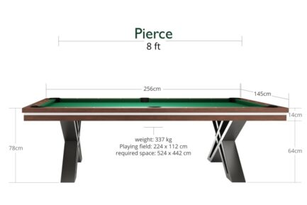 Pool Table / Dining Table, Pierce, 8 ft., Walnut, Simonis 760 red - Imagem 5