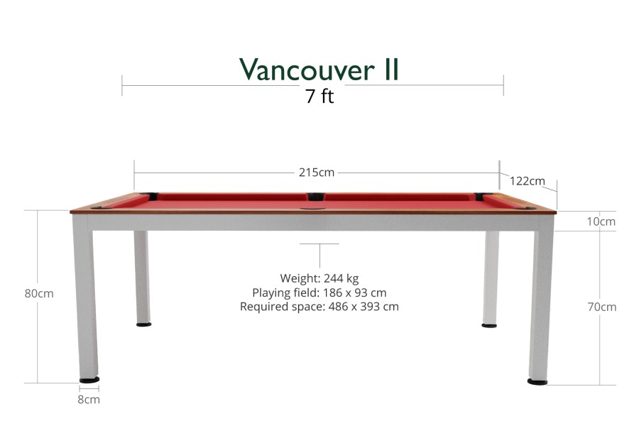 Pool Table / Dining Table, Vancouver II, 7 ft., white/brown, Clubtuch - Image 5