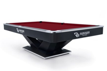 Billiard Table, Pool, Rasson Victory II Plus, Black, 9 ft., Simonis 860 burgundy