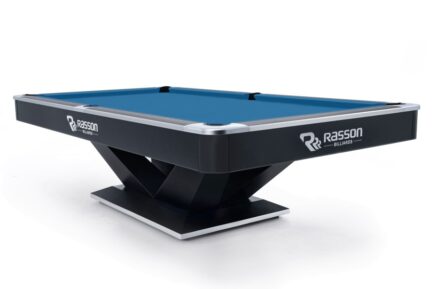Billiard Table, Pool, Rasson Victory II Plus, Black, 9 ft., Simonis 860 electric blue