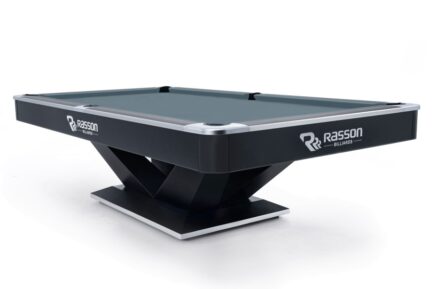 Billiard Table, Pool, Rasson Victory II Plus, Black, 9 ft., Simonis 760 pwder blue