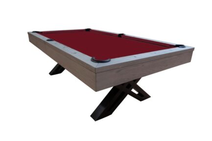 Billiard Table, Pool, Xcon, 8 ft., Grey Oak, display piece, 8 ft., Simonis 760 burgundy