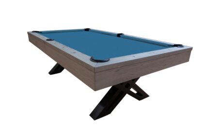 Billiard Table, Pool, Xcon, 8 ft., Grey Oak, display piece, 8 ft., Simonis 860 electric blue