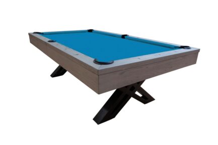 Billiard Table, Pool, Xcon, 8 ft., Grey Oak, display piece, 8 ft., Simonis 860 tournament blue