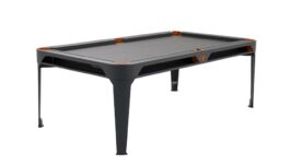 Billiard Table, Pool,Cornilleau Hyphen Outdoor, 7 ft., black, Cloth: Light Grey, Pockets: Terra Cotta