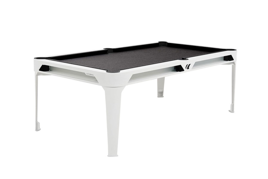 Billiard Table, Pool,Cornilleau Hyphen Outdoor, 7 ft., white, Cloth: Dark Grey, Pockets: Black