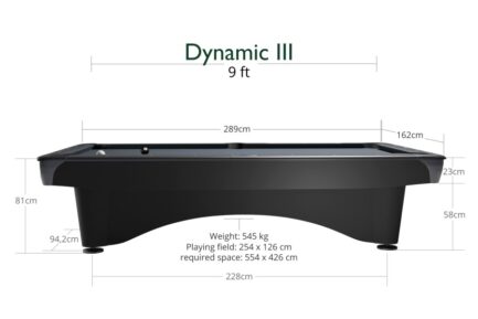 Billiard Table Dynamic III, 9 ft, black, matt finish, Pool, Simonis 760 tournament blue - Imagem 6