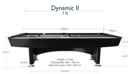 Billiard Table Dynamic II, shining black, Pool, 7 ft, Simonis 860 royal blue