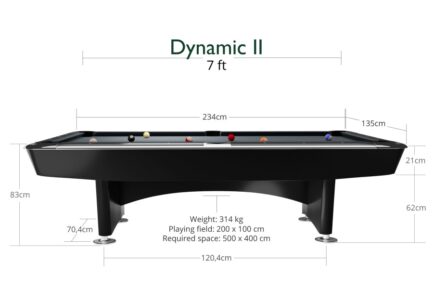 Billiard Table Dynamic II, shining black, Pool, 7 ft, Simonis 860 red - Image 2
