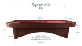 Billiard Table Dynamic III, brown, Pool, 8 ft., Simonis 860 shark grey