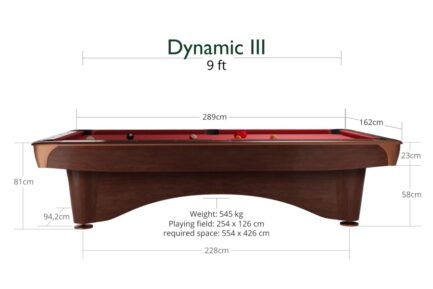 Billiard Table Dynamic III, brown, Pool, 9 ft., Simonis 760 yellow green - Imagem 2
