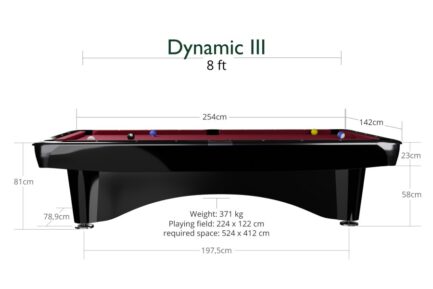 Billiard Table Dynamic III, shining black, Pool, 8 ft, Simonis 760 powder blue - Imagem 8