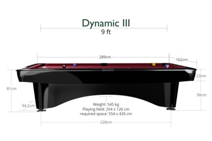 Billiard Table Dynamic III, shining black, Pool, 9 ft., Simonis 760 tournament blue - Imagem 7