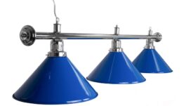 Billiard Lamp Blue Light, 3 Bells, blue, Ø 35 cm, 150 cm