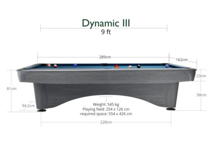 Billiard Table, Pool, Dynamic III, 9 ft., Light Grey, Simonis 760 tournament blue - Image 6