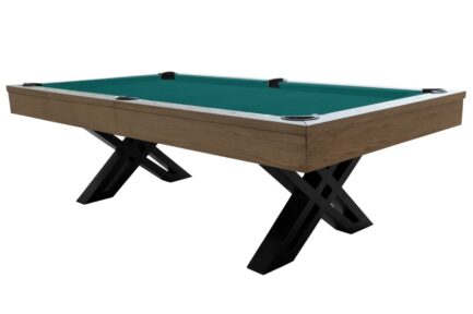 Billiard Table, Pool, X-con, 8 ft., Grey Oak, Simonis 860 blue green