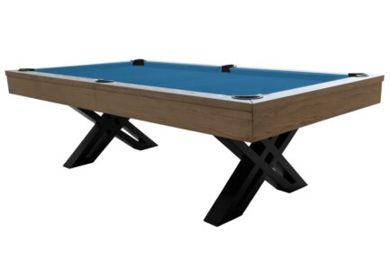 Billiard Table, Pool, X-con, 8 ft., Grey Oak, Club Cloth electric blue