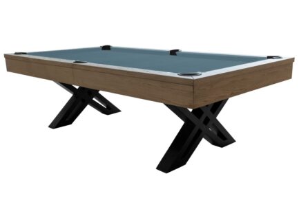 Billiard Table, Pool, X-con, 8 ft., Grey Oak, Simonis 760 powder blue
