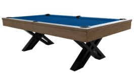 Billiard Table, Pool, X-con, 8 ft., Grey Oak, Simonis 860 royal blue