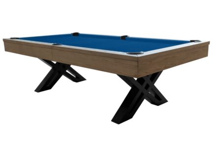 Billiard Table, Pool, X-con, 8 ft., Grey Oak, Simonis 860 royal blue