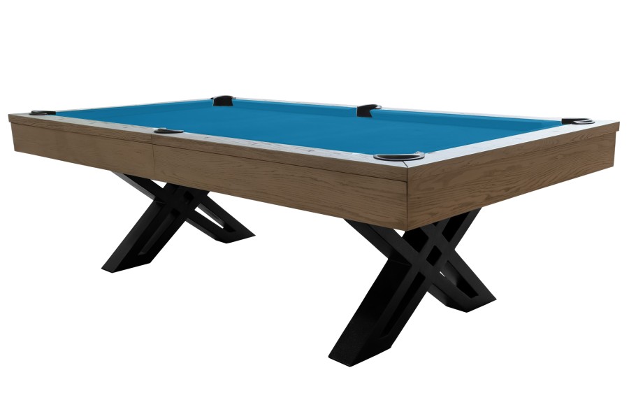 Billiard Table, Pool, X-con, 8 ft., Grey Oak, Simonis 860 tournament blue