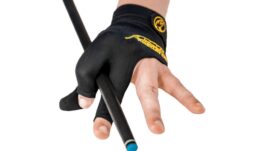 Billiard Glove, Predator Second Skin, 3-Finger, black-yellow, closed thumb, to wear on left hand, S&M