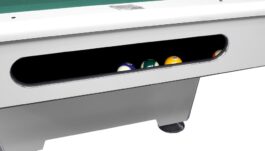Billiard Table, Pool, Triumph Plus, Matt White, 8 ft., Simonis 860 blue green