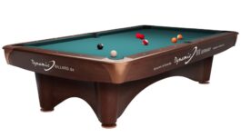 Billiard Table (Pool) Dynamic III, 9 ft., Brown, Second Hand, Simonis 860 blue green