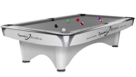 Billiard Table Dynamic III, shining white, Pool, used, 9 ft., Simonis 760 grey