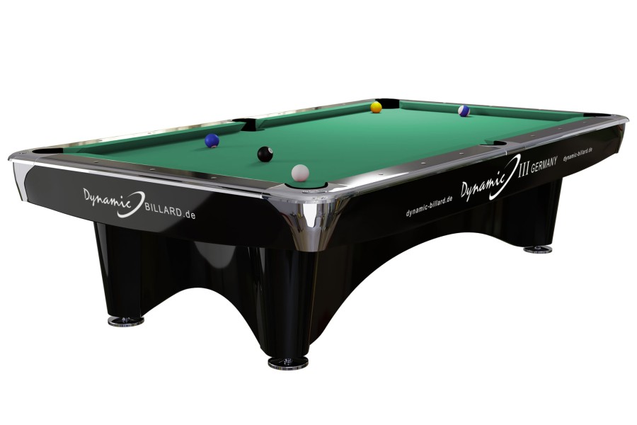 Billiard Table Dynamic III, 9 ft, black, Pool, second hand, Simonis 760 yellow green