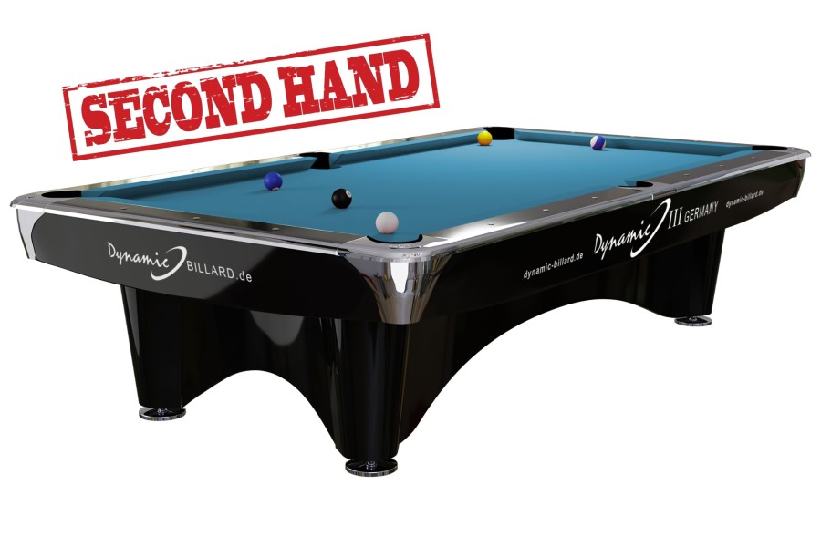 Billiard Table Dynamic III, 9 ft, black, Pool, second hand, Simonis 860 tournament blue