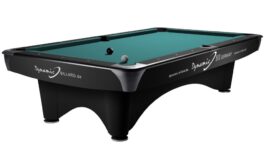 Billiard Table (Pool) Dynamic III, 9 ft., Matt Black, Second Hand, 8 ft., Simonis 760 blue green