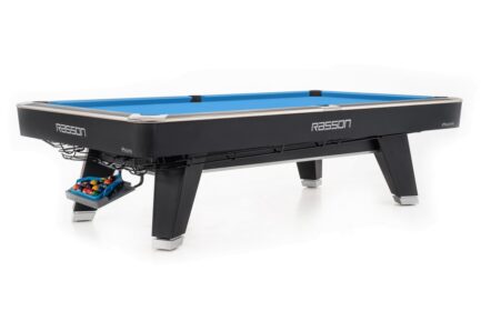 Billiard Table, Pool, Rasson ACURRA (MR-SUNG SERIES), 9 ft., matt-black (Strong Black), MATCHROOM pocket size, Simonis 760 red - Imagem 4