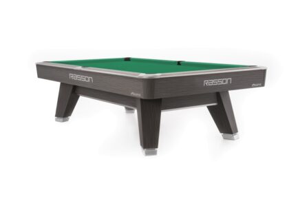 Billiard Table, Pool, Rasson ACURRA (MR-SUNG SERIES), 9 ft., Grey (Sarum Strand), MATCHROOM pocket size, Simonis 860 yellow green