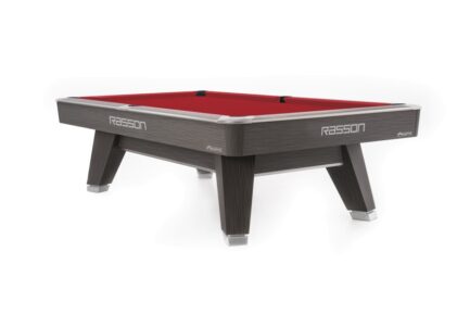 Billiard Table, Pool, Rasson ACURRA (MR-SUNG SERIES), 9 ft., Grey (Sarum Strand), MATCHROOM pocket size, Simonis 860 red