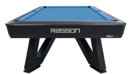 Billiard Table, Pool, Rasson Wolf, 9 ft. (Fuß), schwarz, MATCHROOM pocket size, Simonis 860 shark grey