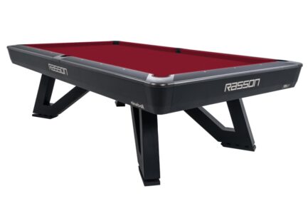 Billiard Table, Pool, Rasson Wolf, 9 ft. (Fuß), schwarz, EPBF pocket size, Simonis 860 burgundy