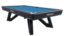Billiard Table, Pool, Rasson Wolf, 9 ft. (Fuß), schwarz, EPBF pocket size, Simonis 760 electric blue