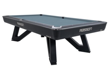 Billiard Table, Pool, Rasson Wolf, 9 ft. (Fuß), schwarz, MATCHROOM pocket size, Simonis 760 powder blue