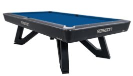 Billiard Table, Pool, Rasson Wolf, 9 ft. (Fuß), schwarz, MATCHROOM pocket size, Simonis 860 royal blue