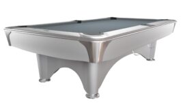Billiard Table, Pool, Dynamic IV, 9 ft., shining white, Simonis 860 powder blue