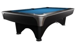 Billiard Table, Pool, Dynamic IV, 9 ft., Matt Black, Simonis 860 electric blue